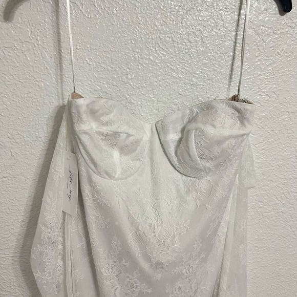 NWT Katie May Britt Bride Off The Shoulder Lace Mini Dress - Picture 6 of 12